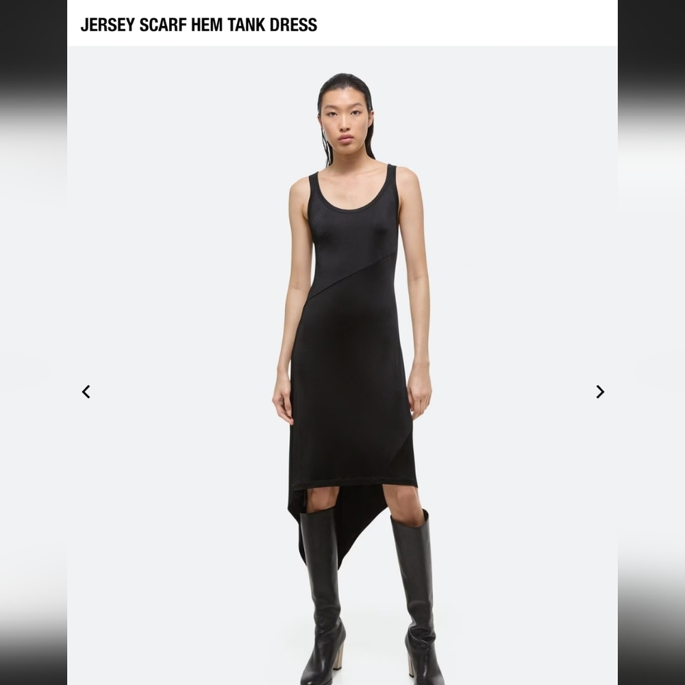 Helmut Lang Black Asymmetrical Sheath Dress Sleeveless Scoop Neck